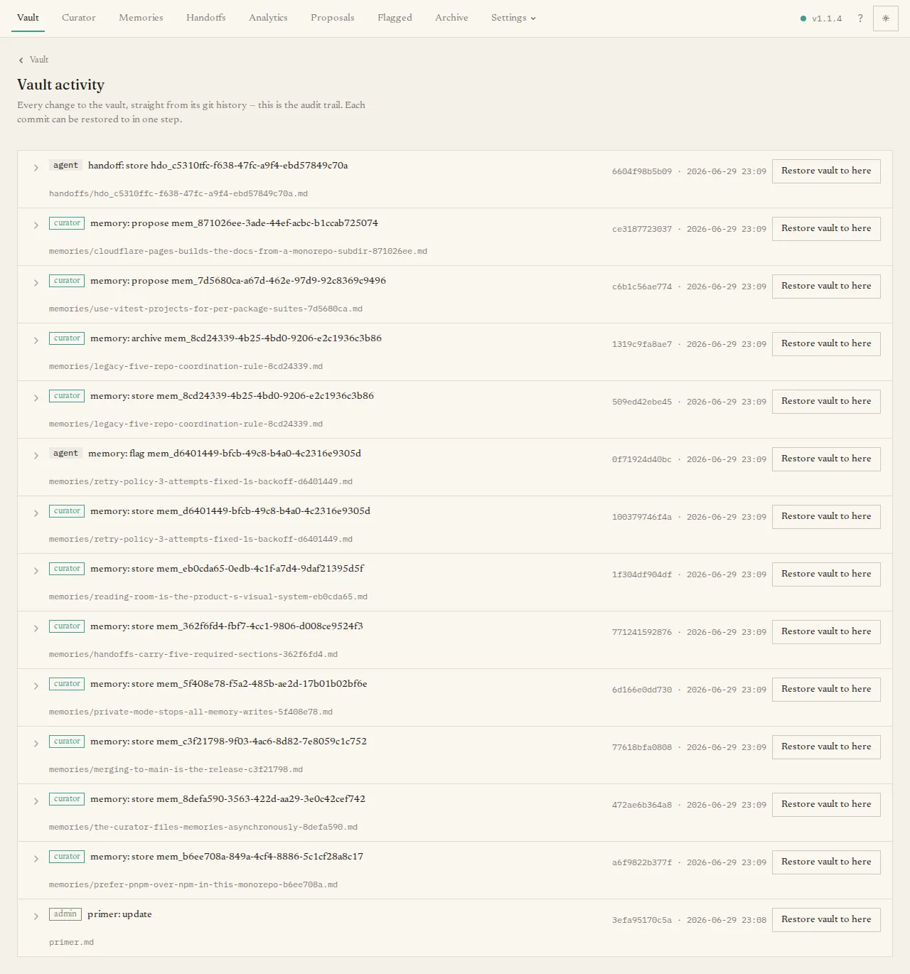 The Activity log