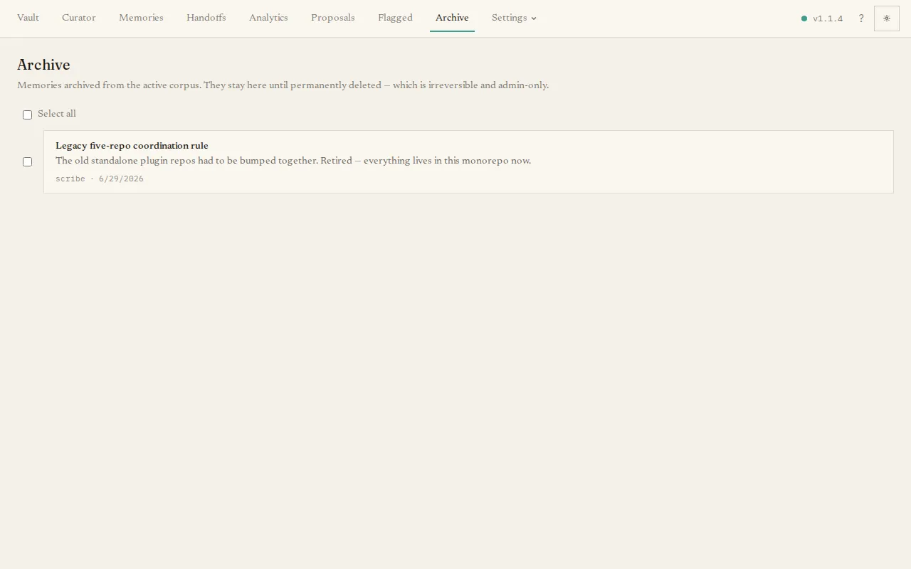 The Archive page